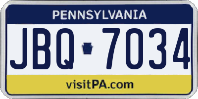 PA license plate JBQ7034