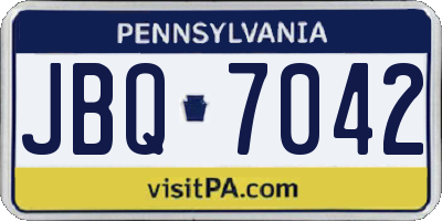 PA license plate JBQ7042