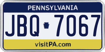 PA license plate JBQ7067