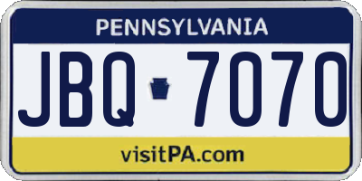 PA license plate JBQ7070