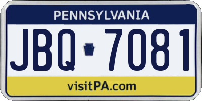 PA license plate JBQ7081