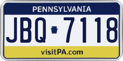 PA license plate JBQ7118