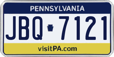 PA license plate JBQ7121