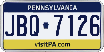 PA license plate JBQ7126