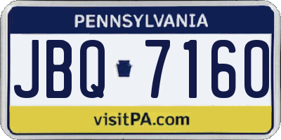 PA license plate JBQ7160