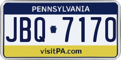 PA license plate JBQ7170