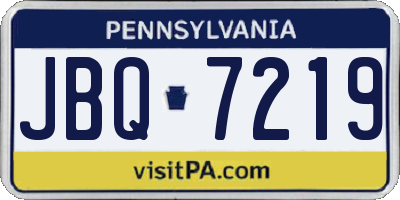 PA license plate JBQ7219