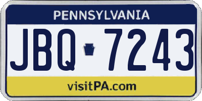 PA license plate JBQ7243