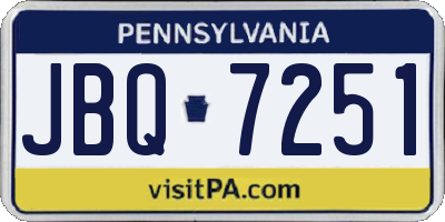 PA license plate JBQ7251