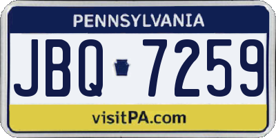 PA license plate JBQ7259