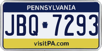 PA license plate JBQ7293