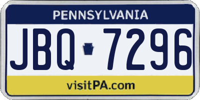 PA license plate JBQ7296