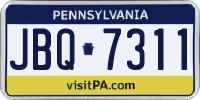 PA license plate JBQ7311