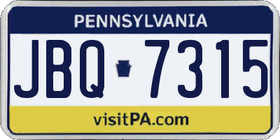 PA license plate JBQ7315