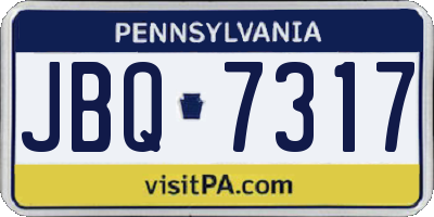 PA license plate JBQ7317