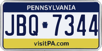PA license plate JBQ7344