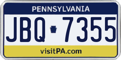 PA license plate JBQ7355