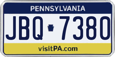 PA license plate JBQ7380
