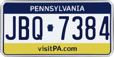 PA license plate JBQ7384