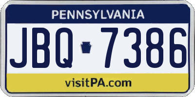 PA license plate JBQ7386