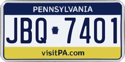 PA license plate JBQ7401