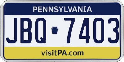 PA license plate JBQ7403