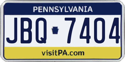 PA license plate JBQ7404