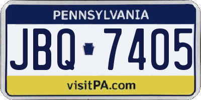 PA license plate JBQ7405