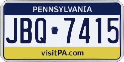 PA license plate JBQ7415