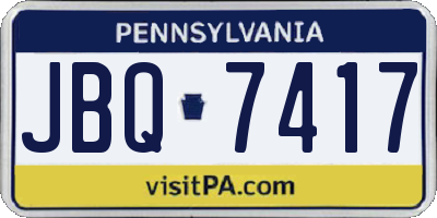 PA license plate JBQ7417