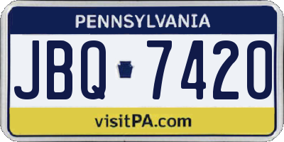 PA license plate JBQ7420