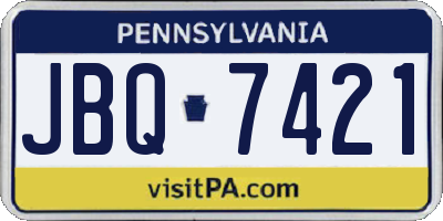 PA license plate JBQ7421