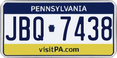 PA license plate JBQ7438