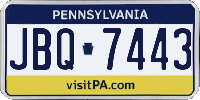 PA license plate JBQ7443