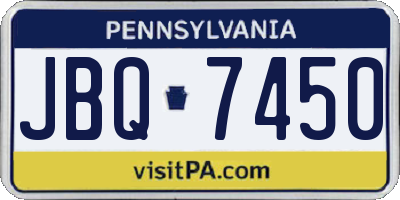 PA license plate JBQ7450