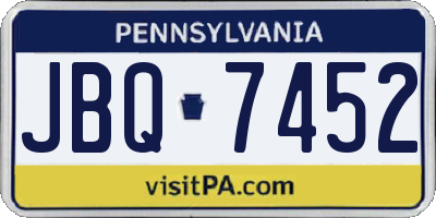 PA license plate JBQ7452
