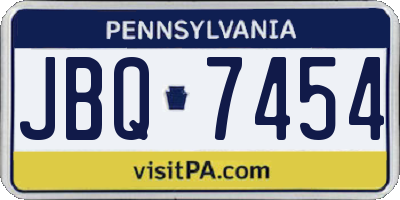 PA license plate JBQ7454