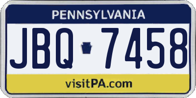 PA license plate JBQ7458