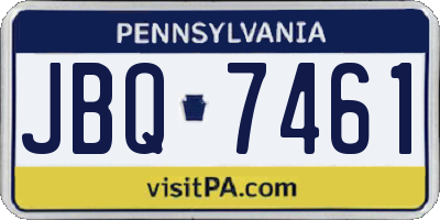 PA license plate JBQ7461