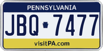 PA license plate JBQ7477