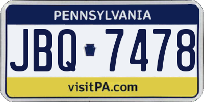 PA license plate JBQ7478