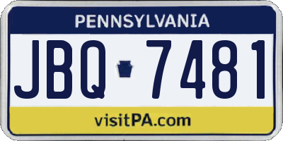 PA license plate JBQ7481