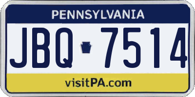 PA license plate JBQ7514