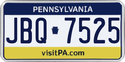 PA license plate JBQ7525