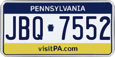PA license plate JBQ7552