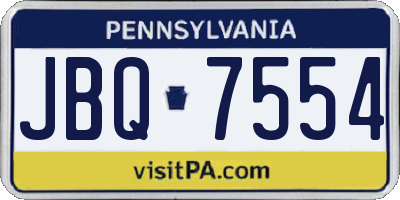 PA license plate JBQ7554