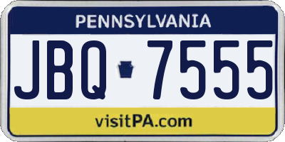 PA license plate JBQ7555