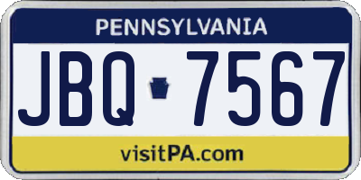 PA license plate JBQ7567