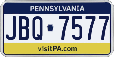 PA license plate JBQ7577