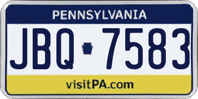 PA license plate JBQ7583